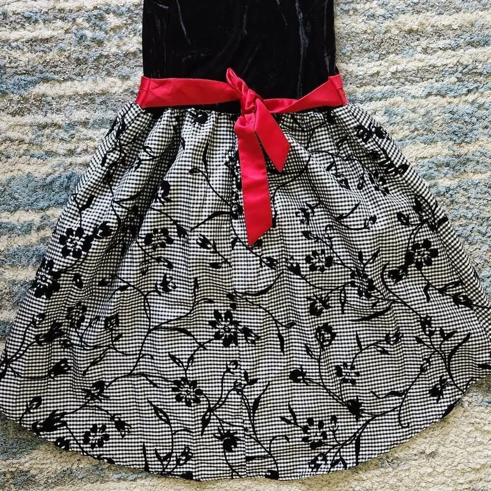 Wonder Nation Flocked Floral Holiday Dress || sz 10 EUC